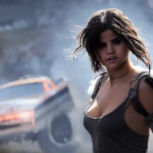 Image similar to High quality movie still of Selena Gomez in Michael Bay's Transformers