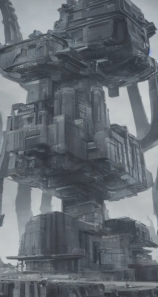 Image similar to huge futuristic building, in style of dieselpunk, detailed, sharp, 8 k