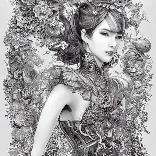 Image similar to the most ridiculously beautiful and elegant woman ever imaginable, an ultrafine detailed illustration by james jean, final fantasy, intricate linework, bright colors, behance contest winner, vanitas, angular, altermodern, unreal engine 5 highly rendered, global illumination, radiant light, detailed and intricate environment