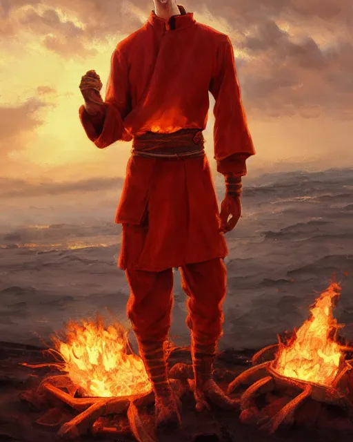 Prompt: [ [ [ [ [ [ squidward ] ] ] ] ] ] wearing fire nation clothing and practicing firebendingoutside at susnset, oil painting, highly detailed, intricate, hd, sharp focus, photorealistic, by moebius and greg rutkowski, trending on artstation, trending on cgsociety, realistic shading and lighting