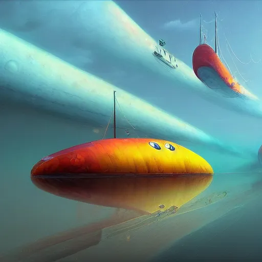 Prompt: colorful submarines by gediminas pranckevicius