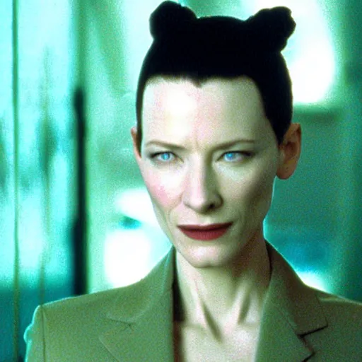 Image similar to cate blanchett in the matrix (1999) in 4k