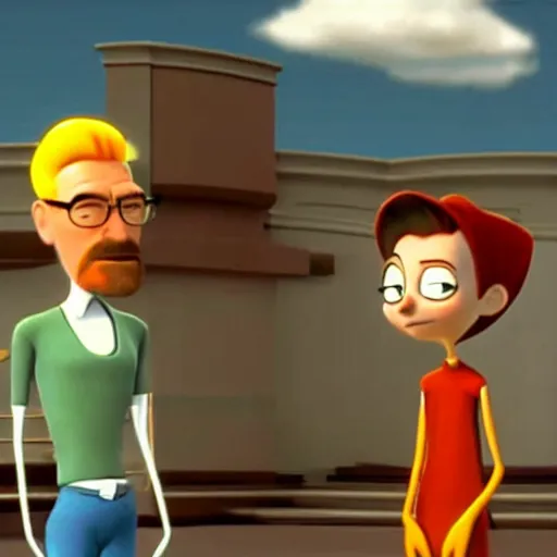 Image similar to a screenshot of Walter White in Meet The Robinsons (2007) vhs quality, set on night