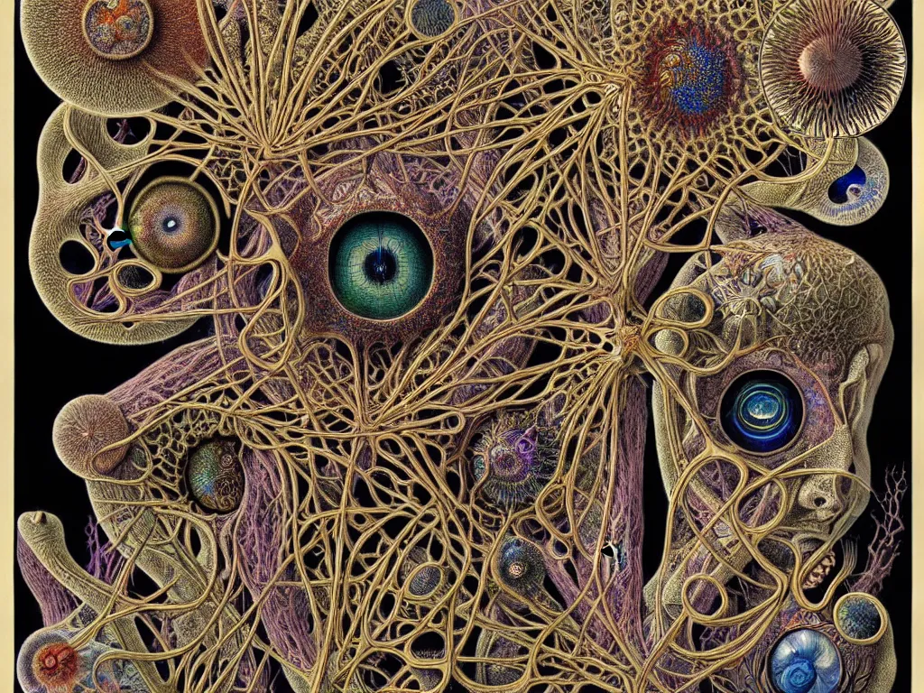 Prompt: eyes, art by ernst haeckel and daniel martin diaz