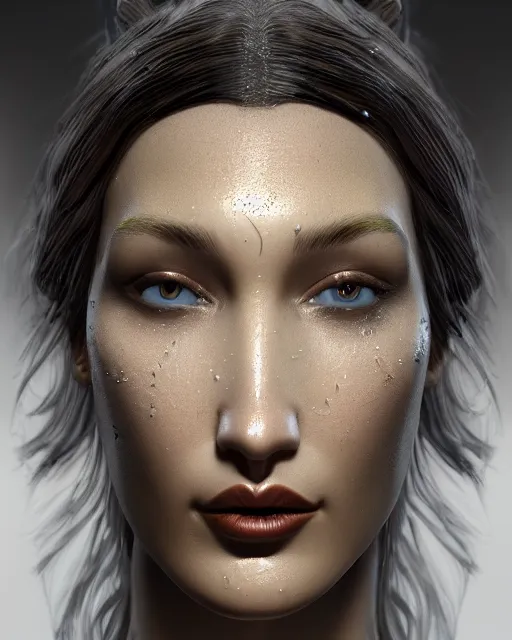 Image similar to a highly detailed metahuman 8 k close up render of bella hadid salvador dali style trending on artstation made in unreal engine 4