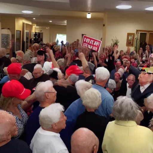 Image similar to mosh pit of donald trumps at a nursing home