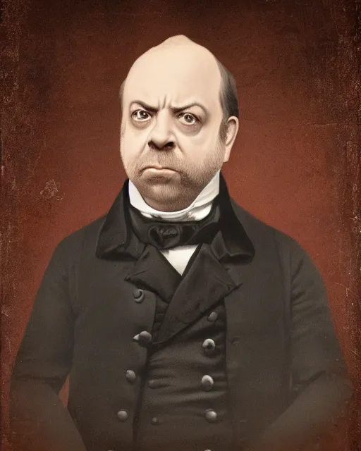 Image similar to upper body ambrotype of paul giamatti! as united states president john quincy adams, 1 8 2 7, paul giamatti!, sideburns, muttonchops, captured by anton otto fischer, trending on artstation