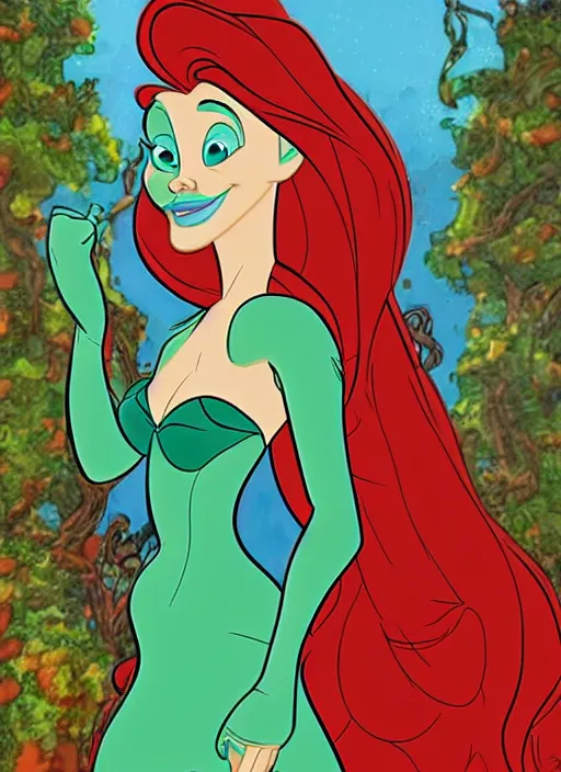 Image similar to Disney Princess Ariel as a zombie, disney cartoon, high detail