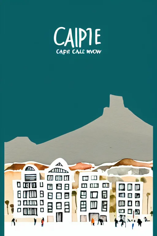 Image similar to minimalist watercolor art of cape town, illustration, vector art