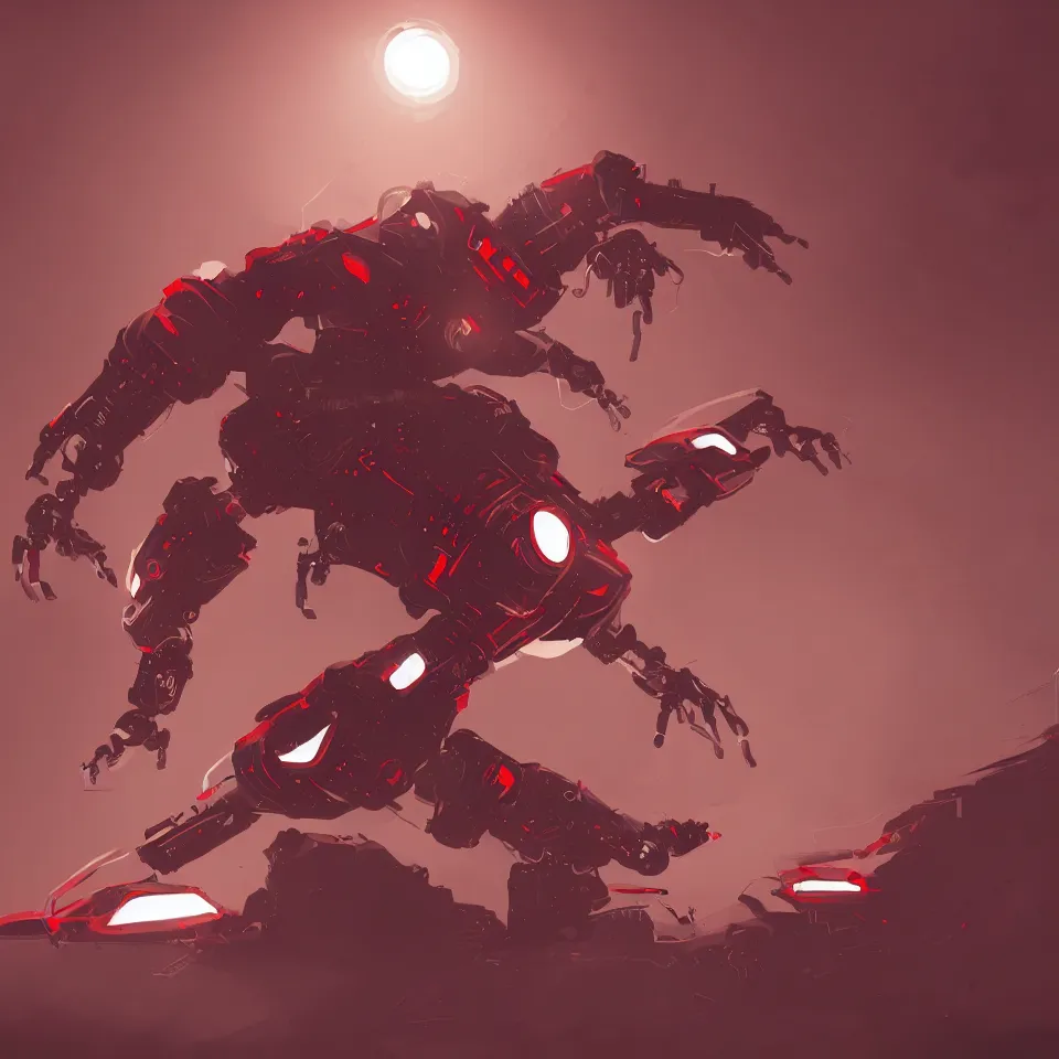 Image similar to a detailed concept art of robot bird, gradient dark red, cream and white color scheme, dynamic lighting, cinematic, epic composition, masterpiece