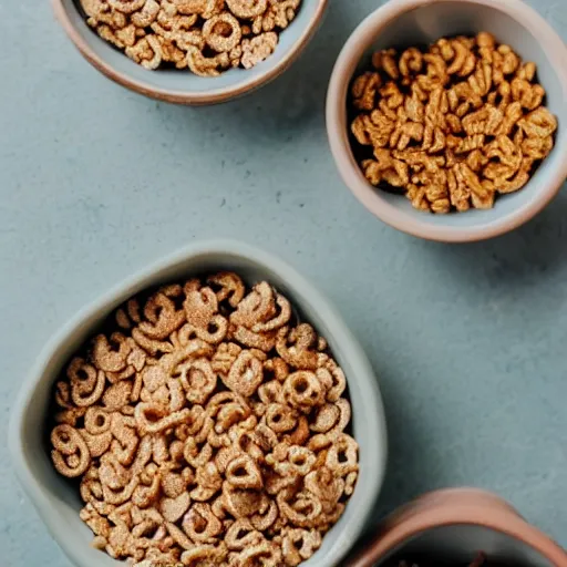 Prompt: a bowl filled with tiny bowls of cereal