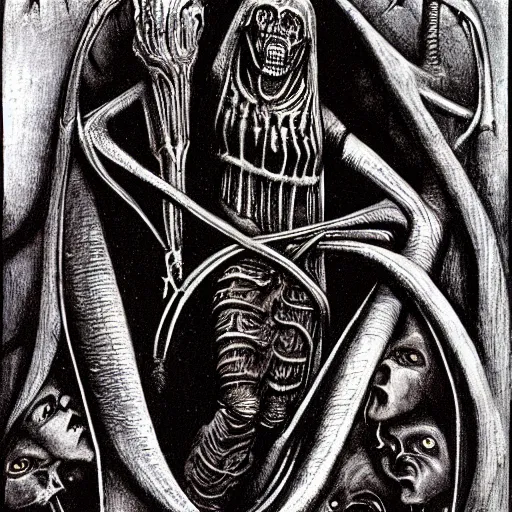 Image similar to dante's inferno by hr giger