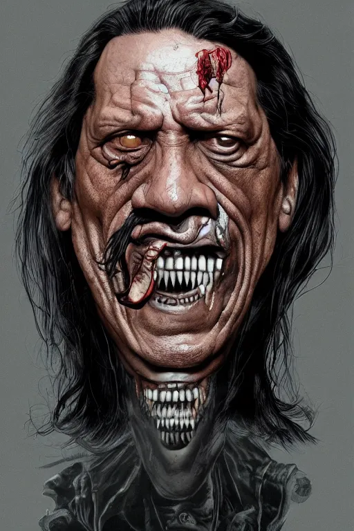 Image similar to danny trejo in sleepy hollow, full body, big two toned eyes, teeth gritted, horror, intricate details, cinematic, epic, realistic, anatomy, tomer hanuka, uplight, artstation, photorealistic, scary