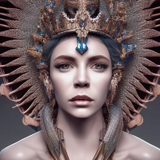 Image similar to queen of gods, 4 k, intricate, jaw dropping, gorgeous, surreal, octane render