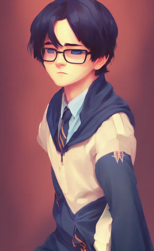 Prompt: a portrait of a cute young male ravenclaw student, hogwarts setting, vivid colors, soft lighting, atmospheric, cinematic, moody, in the style of ilya kuvshinov and range murata, krenz cushart, rule of thirds, oil on canvas, 8 k