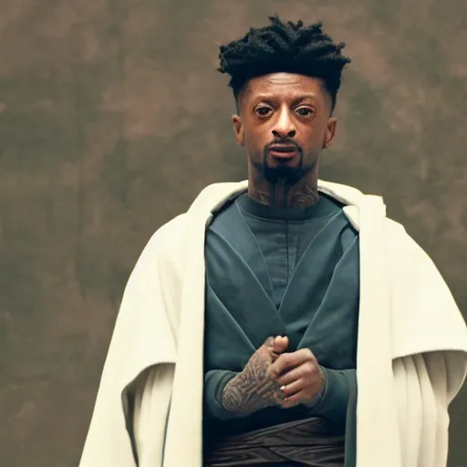 Image similar to 2 1 savage as a jedi master cinematic scene, wide angle, full body, 3 5 mm