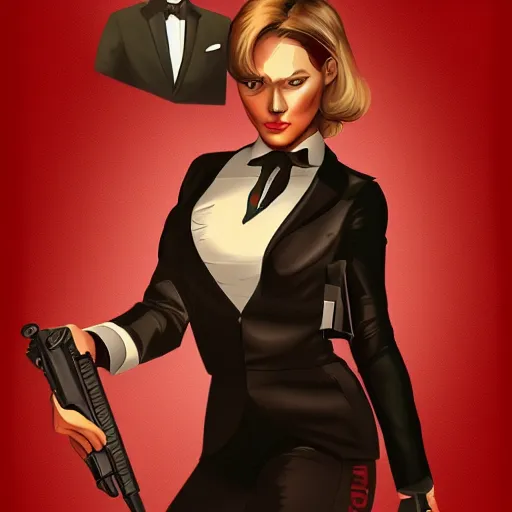 Prompt: female version of james bond, trending on artstation g -