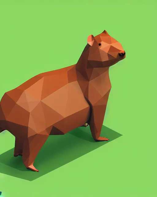 Image similar to low polygon render of a capybara on a white background, isometric 3d, ultra hd