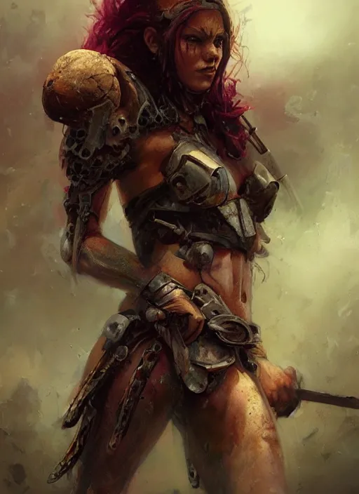 Image similar to hyper realistic photography of prehistoric barbarian cyborg android girl, full body, rule of thirds, conceptart, saturated colors, pretty body, cinematic, vallejo, frazetta, greg rutkowski, royo, rowena morrill, juan gimenez