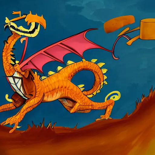 Image similar to cheese dragon, digital art