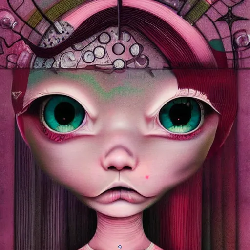 Image similar to Glitchpunk girl, by Mark Ryden and Goro Fujita