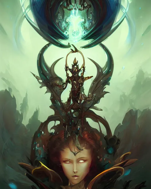 Image similar to portrait of a beautiful demonic cybernetic emanation, by pete mohrbacher and artgerm and wlop, digital art, highly detailed, intricate, fantasy, mystical, Trending on Artstation HQ, deviantart, unreal engine, 4K UHD image