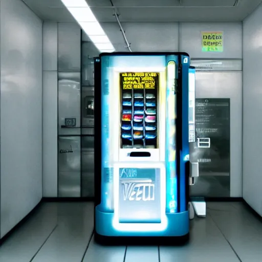 Image similar to photograph of a futuristic vending machine that only sells alien technology, aesthetic, shallow depth of field, award winning, artistic