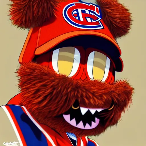 Image similar to anime Portrait of Youppi the Habs Montreal Canadiens Mascot as a very cute powerful and friendly pokemon, highly detailed anime, smooth, sharp focus, dynamic lighting, intricate, trending on ArtStation, illustration pokemon, art by WLOP