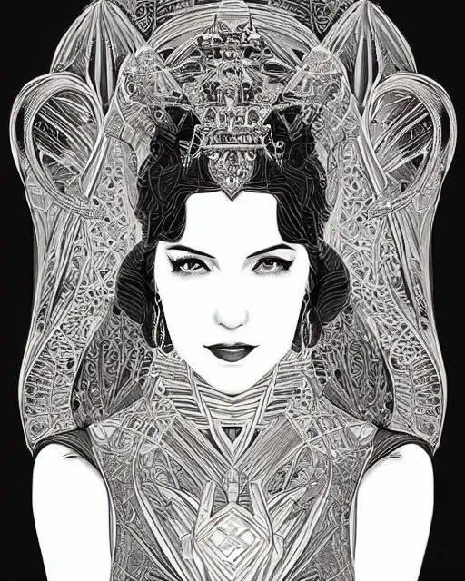 Image similar to portrait of a queen, art deco style, beautiful, elegant, mesmerizing, concept art, highly detailed, smooth, fantastical, intricate linework, artstation, trending, sana takeda