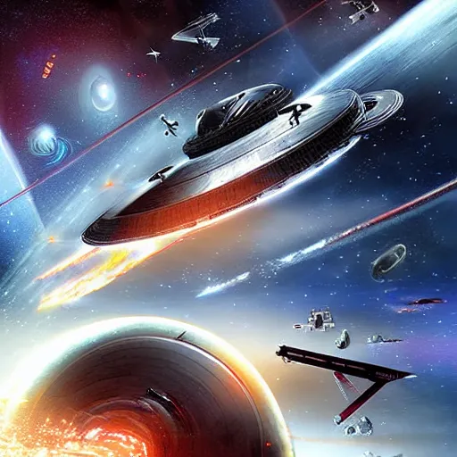 Prompt: digital art Battlestar Galactica space scene