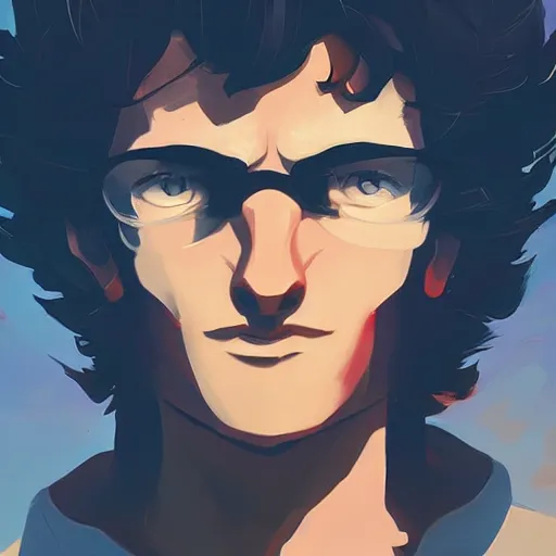 Image similar to face icon stylized minimalist cowboy bebop, loftis, cory behance hd by jesper ejsing, by rhads, makoto shinkai and lois van baarle, ilya kuvshinov, rossdraws global illumination