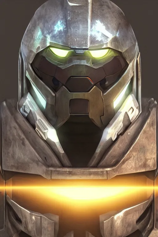 Image similar to robot ninja mask helmet halo master chief radiating a glowing aura global illumination ray tracing hdr fanart arstation by ian pesty and katarzyna da „ bek - chmiel