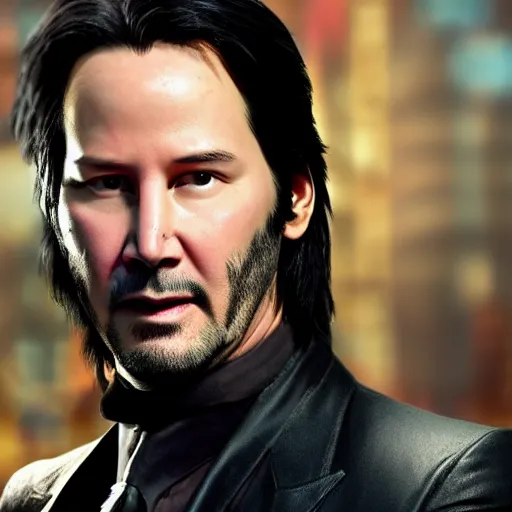 Image similar to Keanu reeves as robin from Batman 4K detailed super realistic