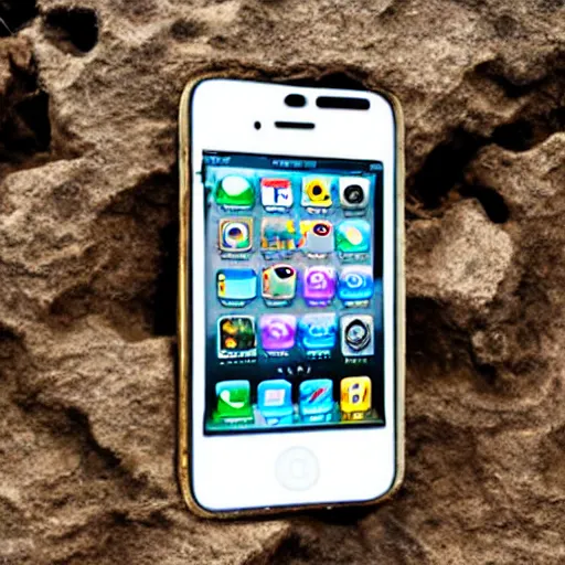 Image similar to fossilized iphone discovered in cliff face