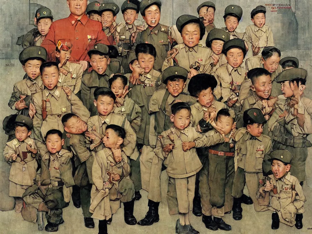 Image similar to North Korea military children Norman Rockwell