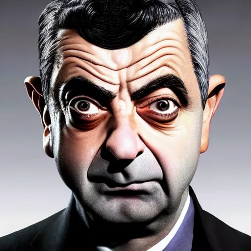 Image similar to hyperrealistic mixed media high resolution painting of (Rowan Atkinson) disguised as !!Batman!!, stunning 3d render inspired art by Jamie Salmon and István Sándorfi and Greg Rutkowski, perfect facial symmetry, dim volumetric lighting, 8k octane beautifully detailed render, full body shot, post-processing, extremely hyper-detailed, intricate, epic composition, highly detailed attributes, highly detailed atmosphere, cinematic lighting, masterpiece, trending on artstation, very very detailed, masterpiece, stunning, flawless completion, lifelike texture, perfection,