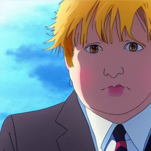 Prompt: Animation of Boris Johnson in Kimi No Na Wa, Your Name, Matoko Shinkai, beautiful, anime, colorful, animation, CoMix Wave Films