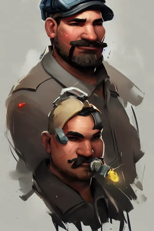 Image similar to beautiful highly detailed realistic stylized character portrait team fortress 2 engineer, detailed character art master portrait by ismail inceoglu, trending on artstation