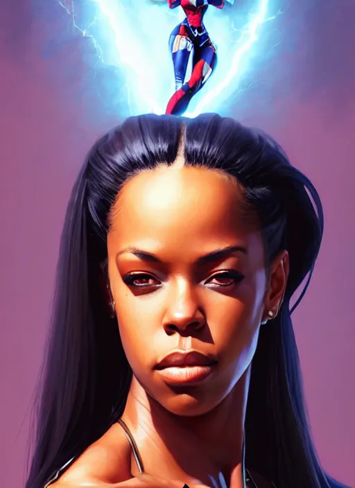 Image similar to portrait of apex legends aaliyah haughton, x - men, storm, elegant, lightning strikes, highly detailed, digital painting, artstation, glamor pose, concept art, smooth, sharp focus, illustration, art by artgerm and greg rutkowski, artey freytag