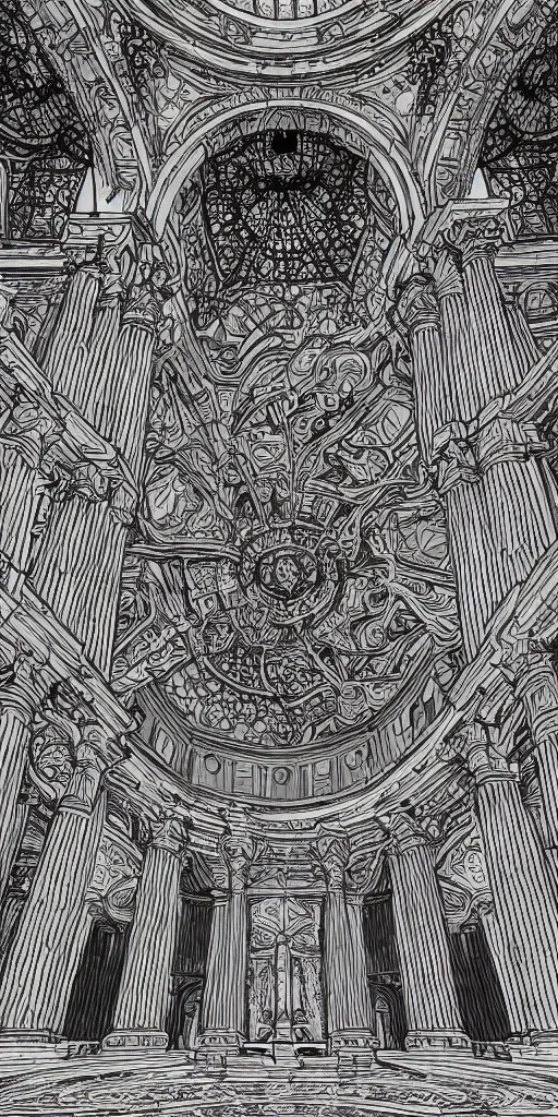 Image similar to the palace of fine arts in san francisco an ultrafine detailed illustration by james jean, intricate linework, behance contest winner, vanitas, angular, altermodern, unreal engine 5 highly rendered, global illumination, radiant light, detailed and intricate environment