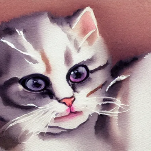 Prompt: cute kittens, watercolor, trending on artstation