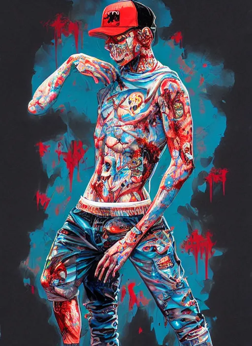 Image similar to zombie full body male modeling hiphop streetwear drip, tristan eaton, victo ngai, artgerm, rhads, ross draws