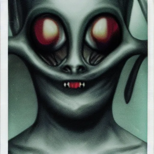 Prompt: polaroid of an alien, creepy, realistic,