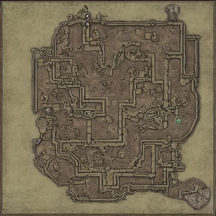 Prompt: dungeon map by dysonlogos, dungeon map