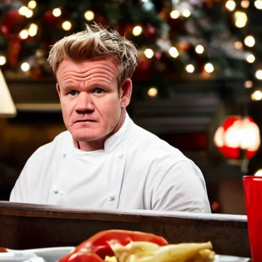 Image similar to gordon ramsey starring as home alone movie, movie still, 8 k