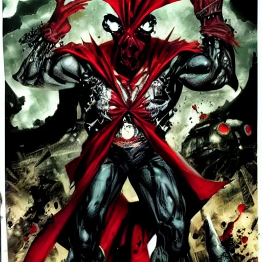 Image similar to Spawn from marvel comics in the style of lee bermejo and greg rutkowski