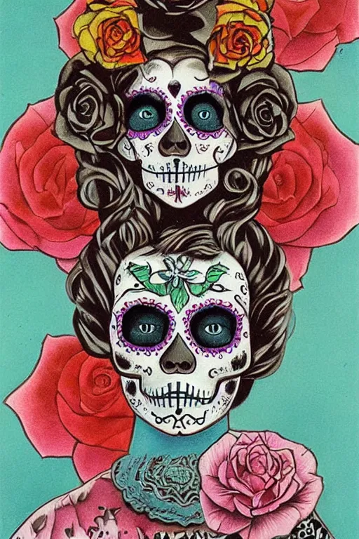 Image similar to Illustration of a sugar skull day of the dead girl, art by Salvador Dali