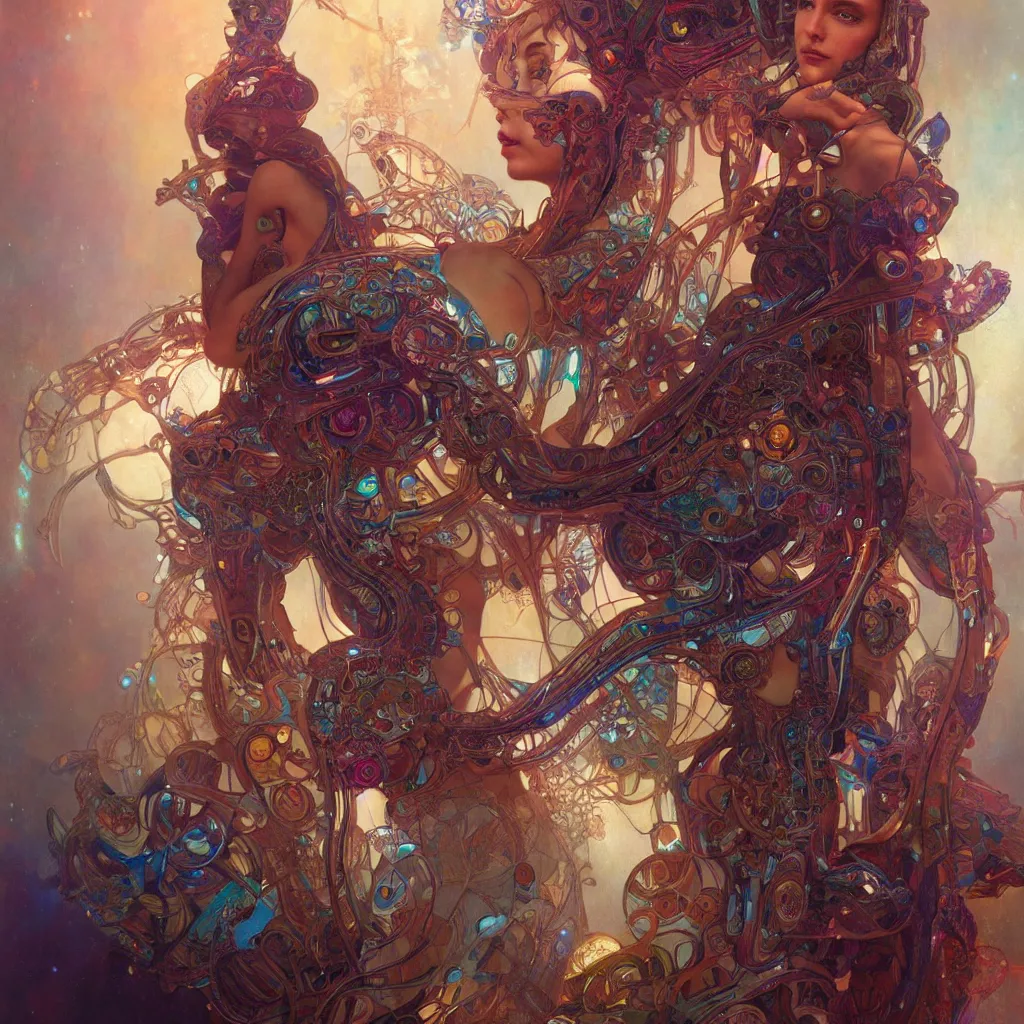 Image similar to extremely psychedelic cyborg queen of lsd. intricate, elegant, highly detailed, extremely lifelike photorealistic digital painting, artstation. steichen, gaston bussiere, tom bagshaw, cyberpunk alphonse mucha