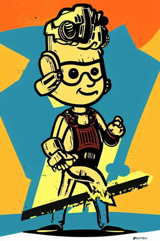 Image similar to fallout 7 6 retro futurist illustration art by butcher billy, sticker, colorful, illustration, highly detailed, simple, smooth and clean vector curves, no jagged lines, vector art, smooth andy warhol style