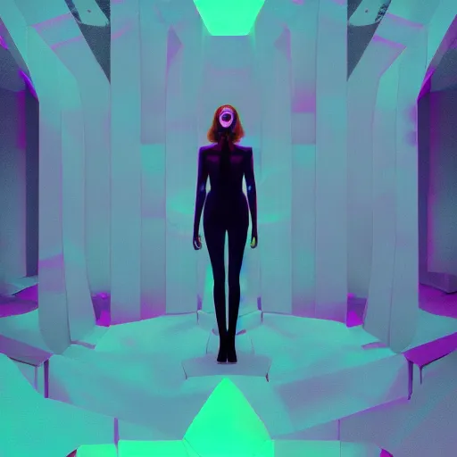 Image similar to long Shot of psychedelic Black widow standing in mysterious chromatic astral temple , stylish, lsd, soft, vimeo, cinematic, artwork by WLOP